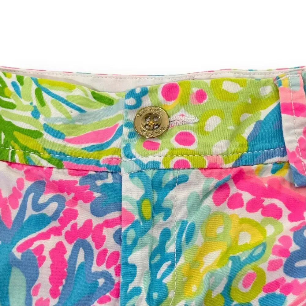 Lilly Pulitzer Callahan Shorts Size 4 Lovers Coral Floral Tropical Beach Preppy